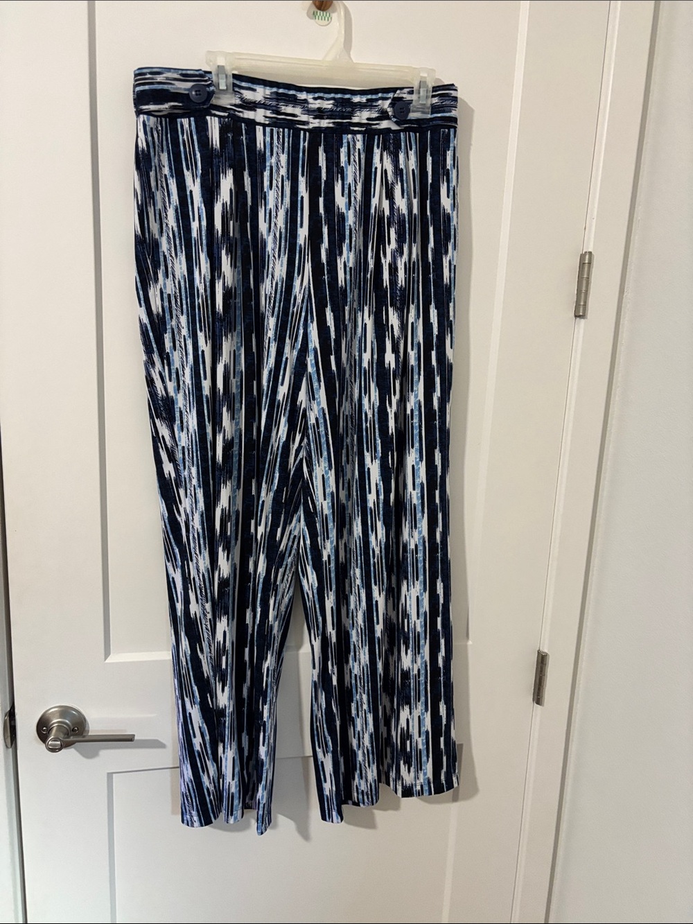Robert Louis Navy & White Wide-Leg Patterned Palazzo Pants
